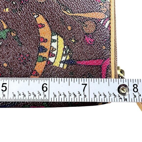 Piero Guidi Magic Circus Wallet Womens Brown Colorful Pattern Zip Around - Picture 5 of 9